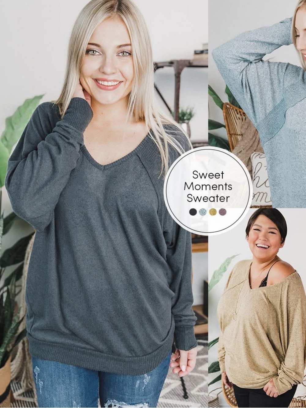 Sweet Moments Sweater (NWT) Charcoal, Size XS *very oversized - Picture 5 of 6